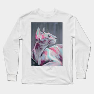 Conceptual abstract painting of a cat muzzle. Long Sleeve T-Shirt